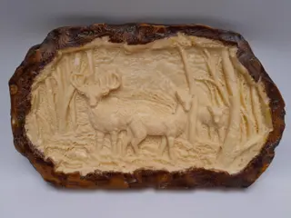 vintage fake wood deer decoration - double sided