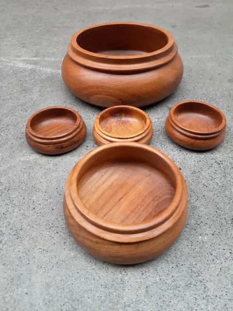 vintage teak houten schalen - Denemarken - mid century - set van 5
