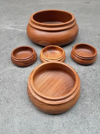 vintage teak houten schalen - Denemarken - mid century - set van 5