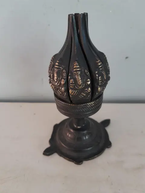 Vintage Brass Lotus Flower Incense - candle holder
