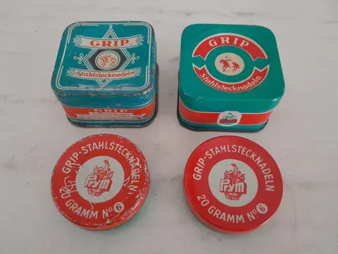 4 x vintage blikje Prym Grip naalden