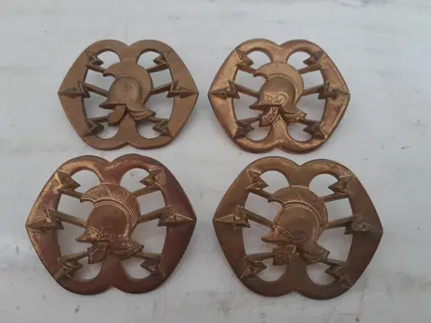 Netherlands Dutch Army Signal Corps cap badge brass vintage - set of 4