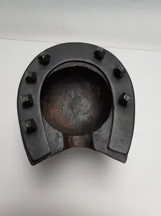 Vintage houten hoefijzer asbak 1930s