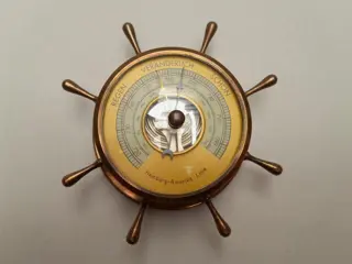 Vintage Brass Barometer Hamburg Amerika line - Ship's wheel - Nautical Decoration