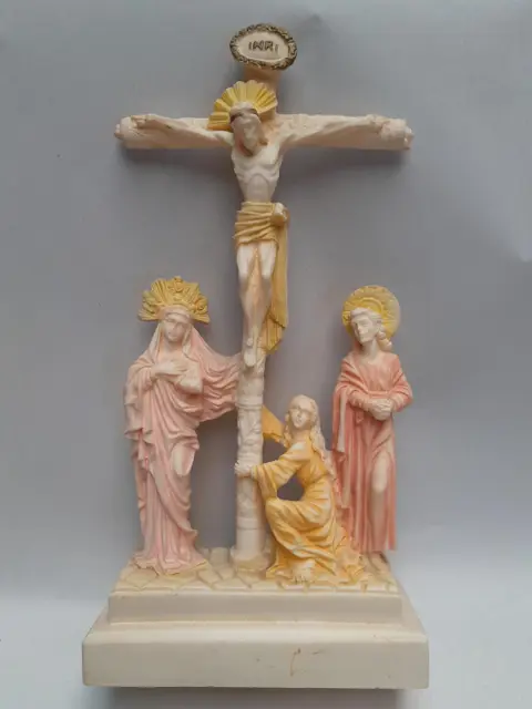 Crucifixion Cross of Jesus Christ Virgin Mary Magdalene - polystone