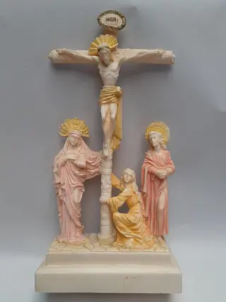 Crucifixion Cross of Jesus Christ Virgin Mary Magdalene - polystone