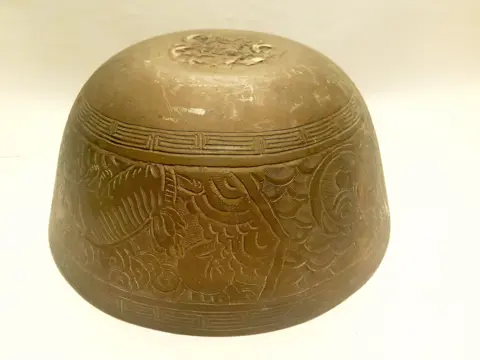 antique Chinese brass engraved bowl