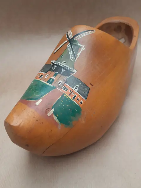 vintage houten klomp - handbeschilderd - molen - Nederlands