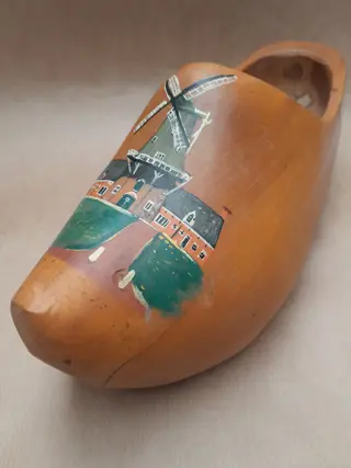 vintage houten klomp - handbeschilderd - molen - Nederlands