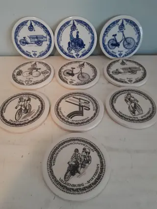 10 onderzetters aardewerk 1979 - wereldkampioenschappen racefietsen Valkenburg Amsterdam 1979 - Burgers - Holland