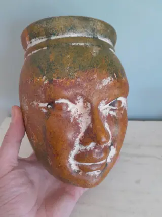 Vintage ceramic face pot - head