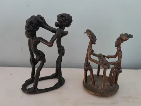 Ashanti beeld - goudgewicht - man en vrouw - brons - set van 2