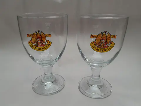 Vintage bierglas Grimbergen - Belgie - set van 2