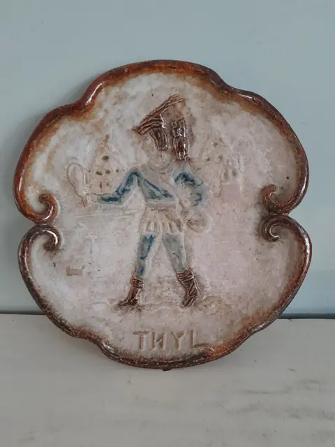 Vintage Armogres Handmade Belgium Pottery plate - Thyl - Tijl Uilenspiegel