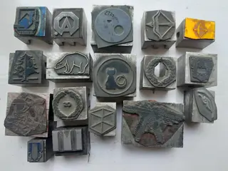 set van 17 vintage clichés - letterpress