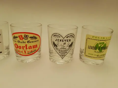 Vintage Dutch Jenever Vieux shot glasses - set of 6