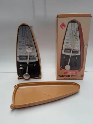 Vintage Wittner Taktell West Germany Piccolo 835 Light-Brown Metronome with Original Box