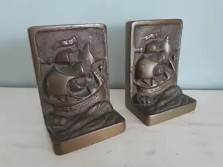 Galleons - Art Deco Bronze Bookends 1930s