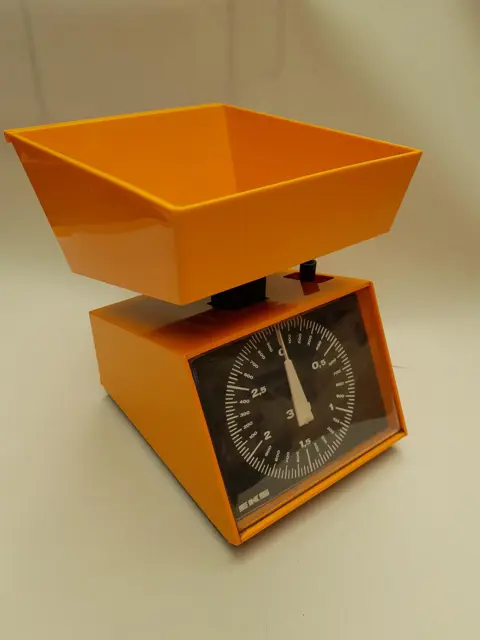 Vintage keukenweegschaal EKS - jaren 80 - oranje - weegschaal
