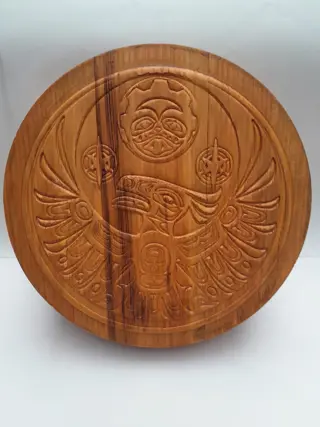 Vintage Clarence A Wells Signed Round Box Thunderbird