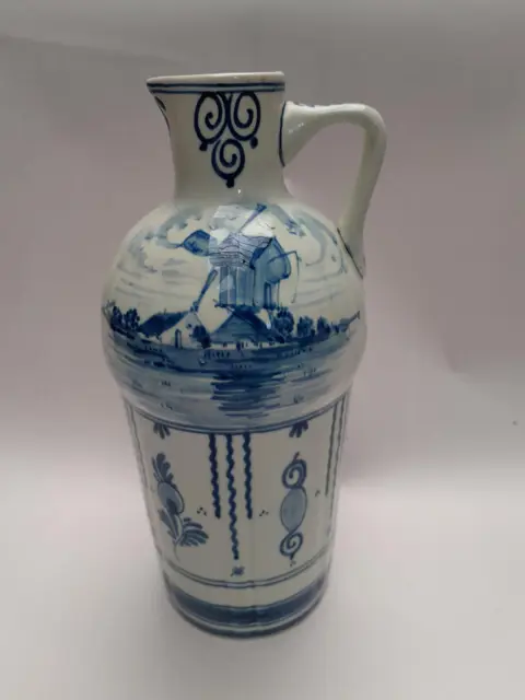 Vintage Delft Blue & White Hoppe Distilleries Ceramic Decanter Pitcher