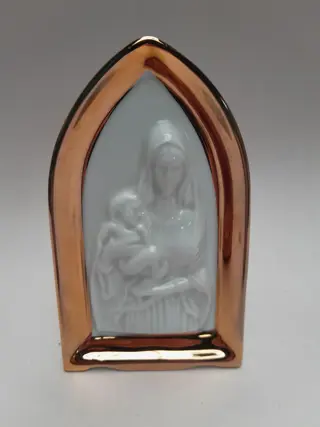Vintage icoon Maria Jezus moeder porselein Duitsland Crown Beieren