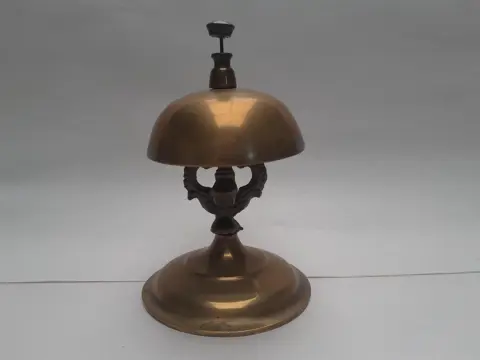 Vintage Brass Desk Bell, Brass Hotel Bell, Antique Service Ringer, Front Desk Call Bell, Shop Counter Bell, Office Bell, Reception Bell