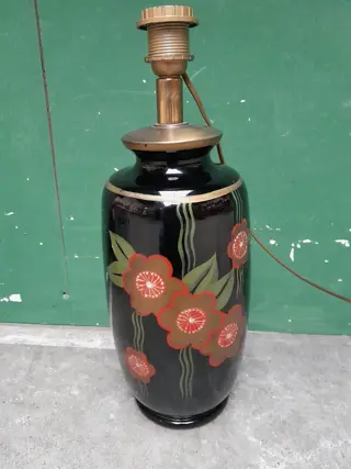 antique art nouveau lamp base - flower decor