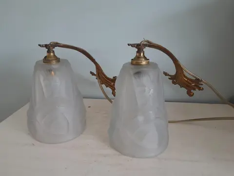 French Art Deco wall lamp - Degué - 1930s - set of 2