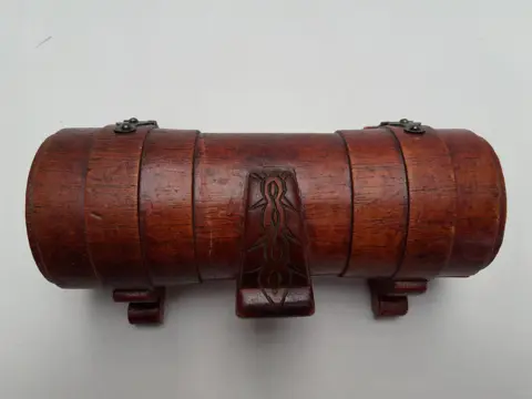 vintage hand carved wooden jewelry box Trinket Box