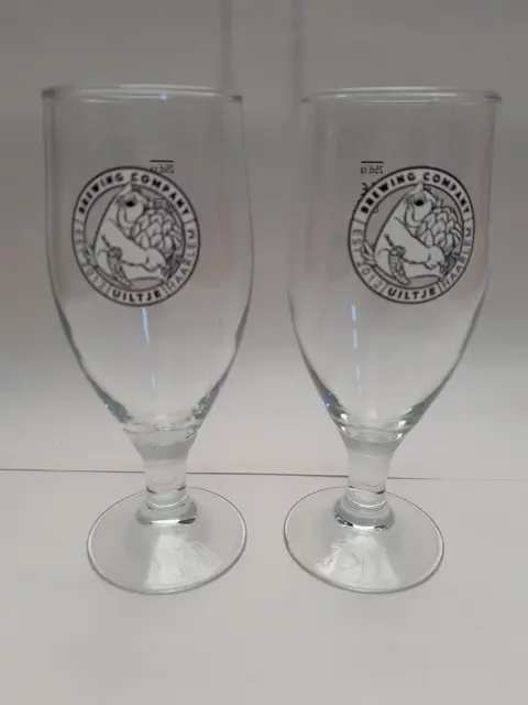 Vintage bierglas Brewing Company Uiltje  - Haarlem - Nederland - set van 2