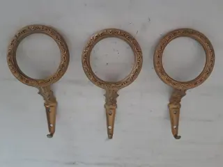 set van 3 vintage messing kapstokhaken