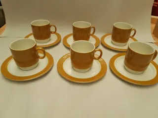 vintage kop en schotels - Pagnossin Special Production - Italy - keramiek - mosterd geel - set van 6