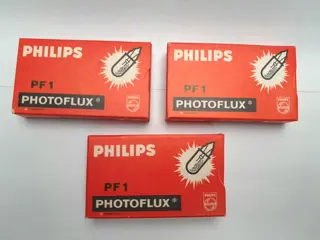 set of 3 boxes with 5 Philips Photoflux PF1 flashlights - PF 1
