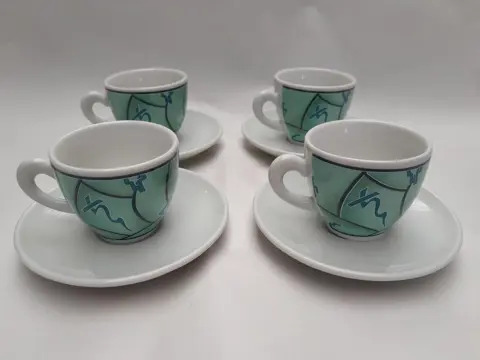 set van 4 koffie espresso kop en schotels Art Design - Duitsland