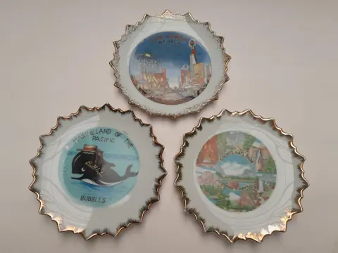 souvenir wandbordjes USA - Las Vegas - Bubbles - Yosemite - set van 3