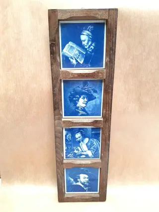 Delft Blue Old Dutch Masters Four Framed Tiles