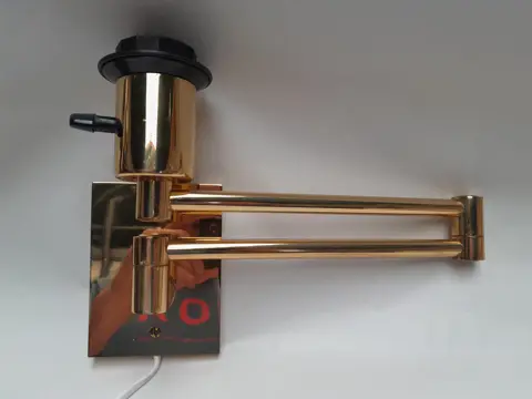 Vintage zwenkarm wandlamp Hansen lamps - New York - Dubbele zwenkarm van verguld messing - Hollywood Regency-stijl