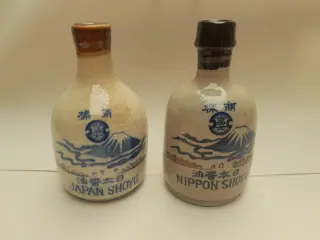 Vintage Japanse soja flessen - steengoed met zoutglazuur - Japan Shoyu - Nippon Shoyu - Japan - set van 2
