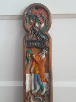 vintage houtsnijwerk plank - de rattenvanger van hamelen - J. Verschoor 1999