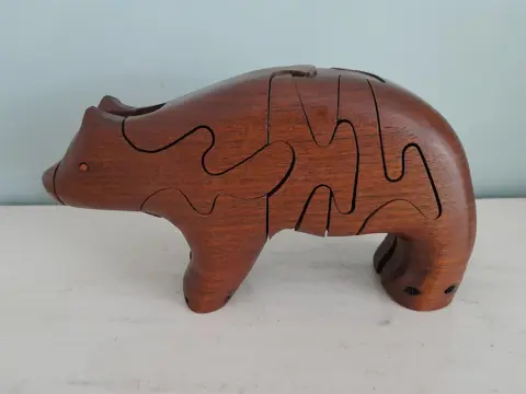 Vintage wooden bear 3D puzzle sculpture  by Evans