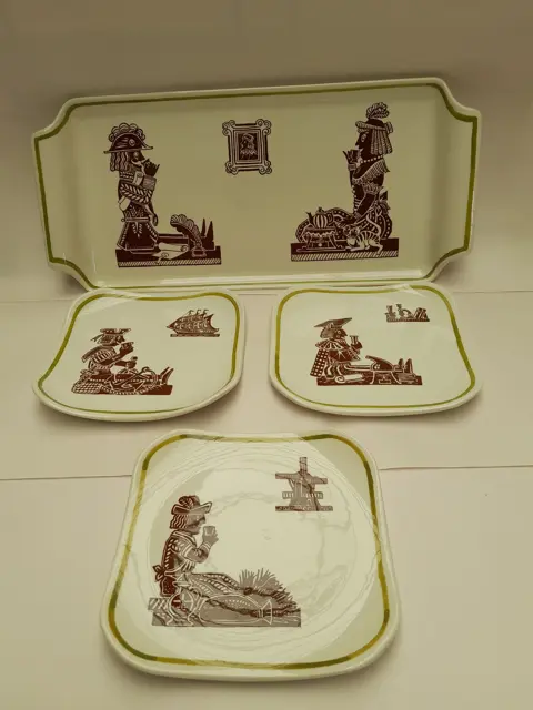 set van 4 vintage aardewerk borden - Goedewaagen Gouda Holland