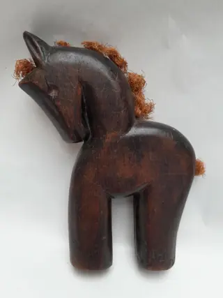 Houten paard volkskunst handgemaakt Adk - vintage speelgoed - houtsnijwerk