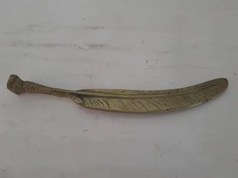Vintage brass claw feather letter opener
