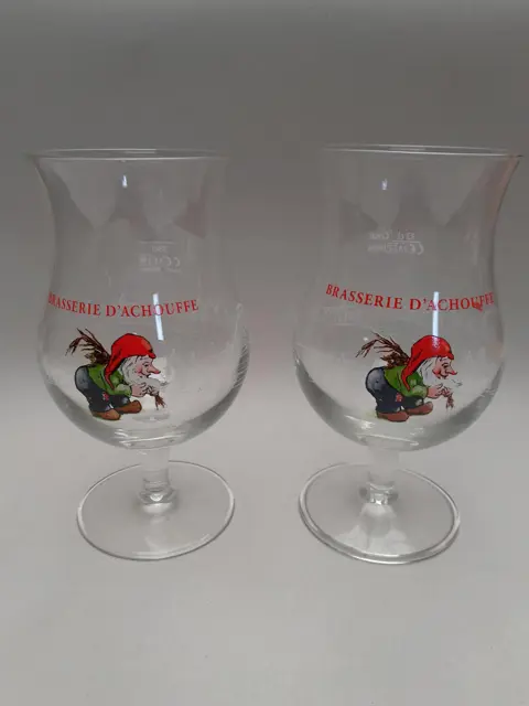 Vintage bierglas La Chouffe - Belgie - set van 2 - kabouter bier