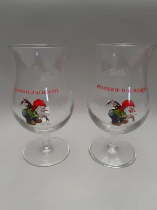 Vintage bierglas La Chouffe - Belgie - set van 2 - kabouter bier