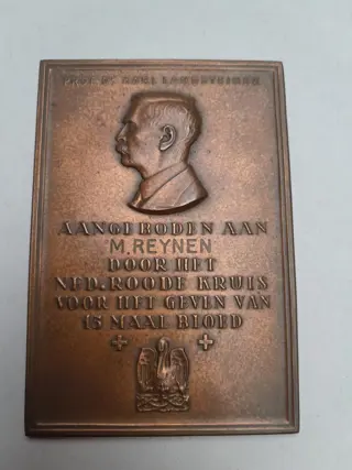 Karl Landsteiner plaquette - Rode Kruis - brons - 1960s