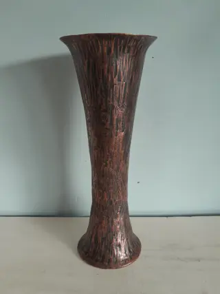 Heavy vintage copper vase - brutalist