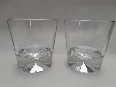 Vintage Johnnie walker whiskey glazen - Diamond rocks glas - set van 2