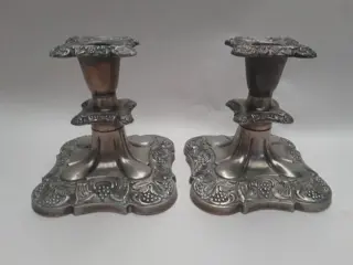 Vintage verzilverde kandelaars - set van 2 - rococo